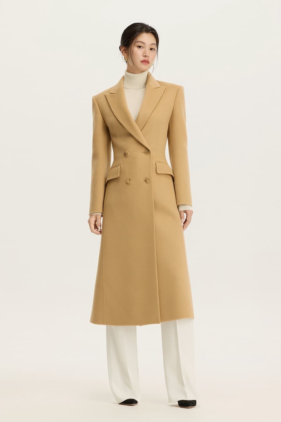 avouavou camel cashmere-wool double tailored coat — official packshot